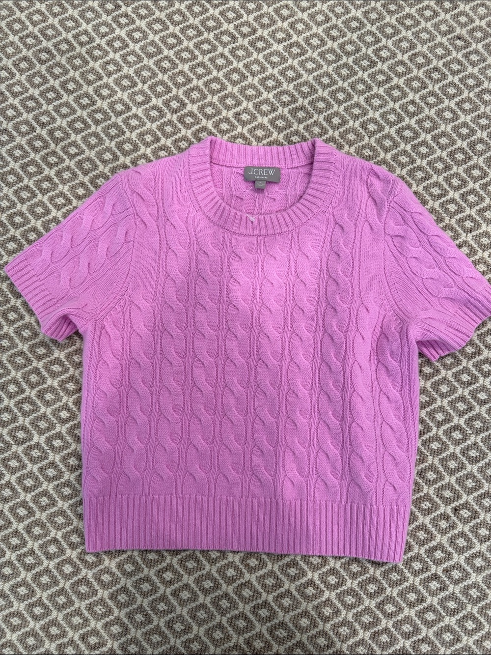 J. Crew Lilac Cable-Knit Short Sleeve Sweater- cashmere